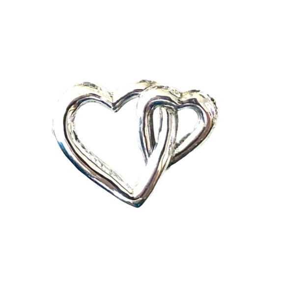 Sterling Silver Double Heart Brooch - Picture 1 of 6